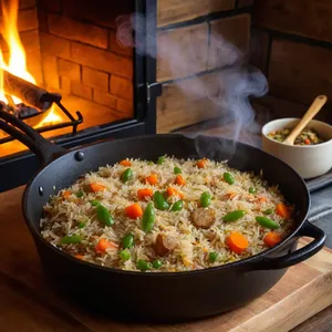 Рецепт Овощной плов с грибами и кабачками - Тушение плова