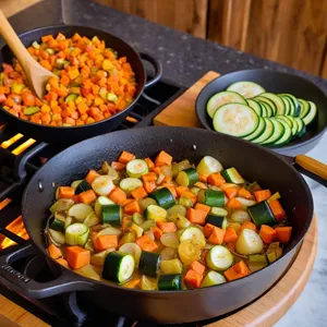 Рецепт Овощной плов с кабачками и кинзой - Обжарка овощей