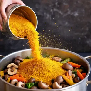 Рецепт Овощной плов с шампиньонами и зеленым горошком - Добавление специй