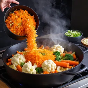 Рецепт Овощной плов с цветной капустой и куркумой - Обжарка овощей