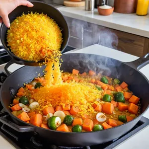 Рецепт Овощной плов с тыквой и изюмом - Обжарка овощей
