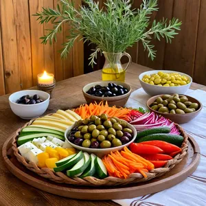 Рецепт Овощные корзинки с кремом из брынзы и оливками - Подача