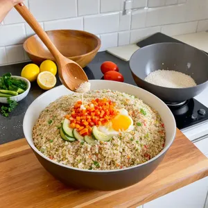 Рецепт Овощные котлеты с баклажаном и булгуром - Смешивание ингредиентов