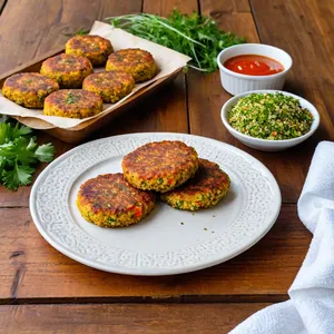Рецепт Овощные котлеты с баклажаном и булгуром - Подача