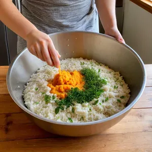 Рецепт Овощные котлеты с бататом и рисовой мукой - Приготовление котлетной массы