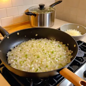 Рецепт Овощные котлеты с кабачком и кукурузной мукой - Подготовка лука и чеснока