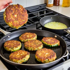 Рецепт Овощные котлеты с кабачком и кукурузной мукой - Жарка котлет
