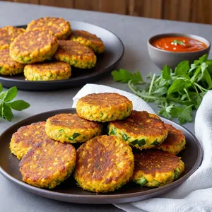 Рецепт Овощные котлеты с кабачком и кукурузной мукой - Подача