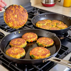 Рецепт Овощные котлеты с шампиньонами и перловкой - Жарка котлет