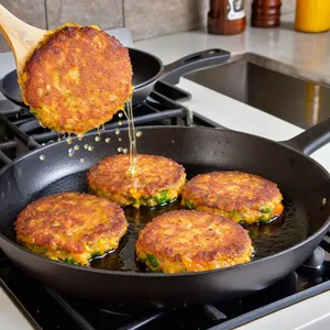 Рецепт Овощные котлеты с цветной капустой и зеленым горошком - Жарка котлет