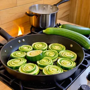 Рецепт Овощные спирали с цукини и соусом из йогурта - Обжаривание цукини