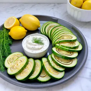 Рецепт Овощные спирали с цукини и соусом из йогурта - Сборка блюда