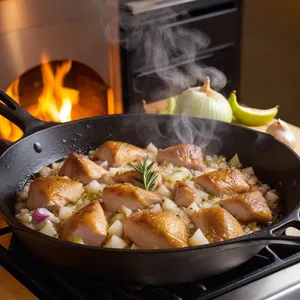 Рецепт Паштет из индейки с грушей и розмарином - Обжарка индейки и овощей