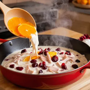 Рецепт Паста из копченой индейки с клюквой и апельсиновой цедрой - Создание соуса