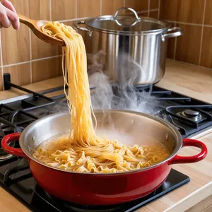 Рецепт Паста из печеных кабачков с чесноком и кедровыми орехами - Варка пасты