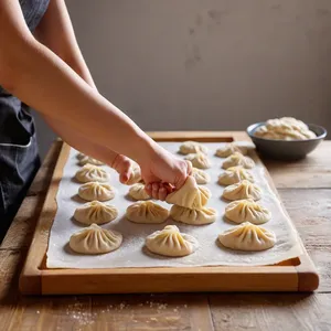 Рецепт Пельмени с дикой уткой и грушей в медово-горчичном соусе - Формирование пельменей