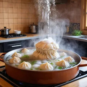 Рецепт Пельмени с дикой уткой и грушей в медово-горчичном соусе - Варка пельменей