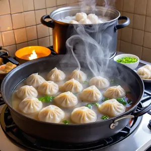 Рецепт Пельмени с фаршем из кабана и черносливом в сливочно-коньячном соусе - Варка пельменей