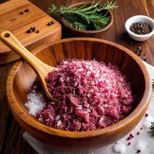 Рецепт Пельмени с кабанчиком и можжевельником в бруснично-сливочном соусе - Приготовление фарша
