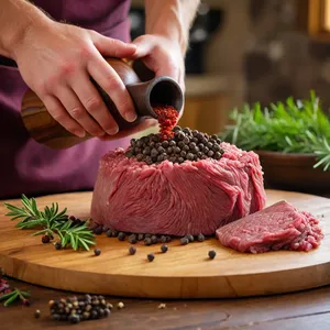 Рецепт Пельмени с олениной и можжевельником в бруснично-сливочном соусе - Приготовление фарша из оленины