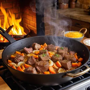 Рецепт Плов с бараниной и алычой - Обжаривание мяса и овощей