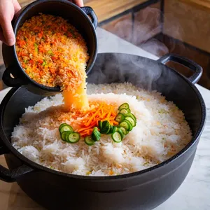 Рецепт Плов с бараниной и алычой - Закладка риса