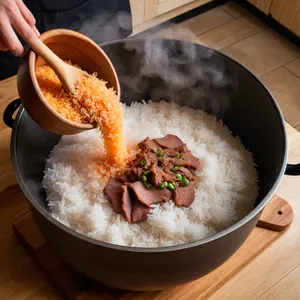 Рецепт Плов с бараниной и фисташками - Закладка риса