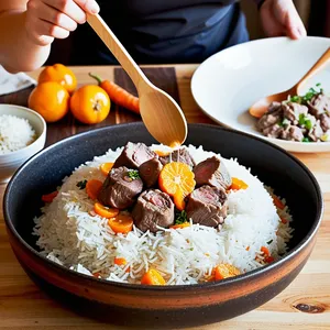 Рецепт Плов с бараниной и кумкватом - Перемешивание и подача