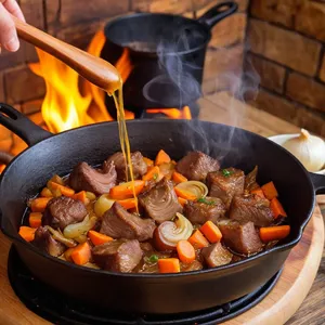 Рецепт Плов с бараниной и курагой - Обжаривание мяса и овощей