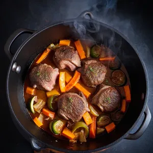 Рецепт Плов с бараниной и сушеными персиками - Обжарка мяса и овощей