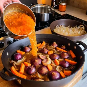 Рецепт Плов с дикой уткой и инжиром - Пассеровка овощей