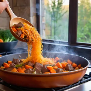 Рецепт Плов с говядиной и курагой - Пассеровка овощей
