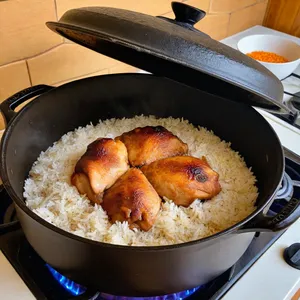 Рецепт Плов с курицей и черносливом - Тушение плова
