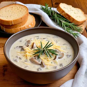 Рецепт Потаж из белых грибов с пармезаном и розмарином - Подача с пармезаном