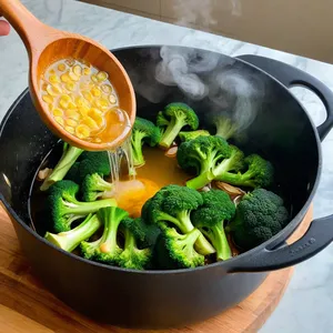 Рецепт Потаж из брокколи с голубым сыром и грецкими орехами - Тушение брокколи