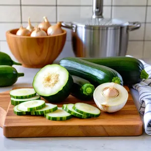 Рецепт Потаж из кабачков с чесноком и сливочным сыром - Подготовка овощей