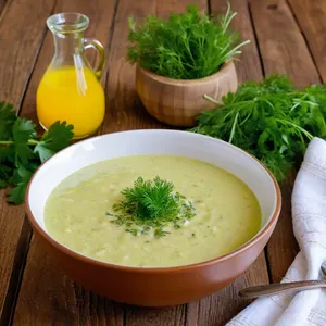 Рецепт Потаж из кабачков с чесноком и сливочным сыром - Подача блюда