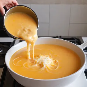 Рецепт Потаж из копченой курицы с сельдереем и плавленым сыром - Добавление сыра и сливок