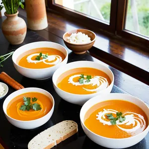 Рецепт Потаж из моркови с имбирем и кокосовым молоком - Подача и украшение