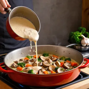 Рецепт Рагу с баклажанами и грибами в сливочно-чесночном соусе - Приготовление сливочно-чесночного соуса