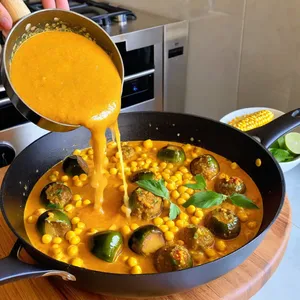 Рецепт Рагу с баклажанами и кукурузой в кокосово-карри соусе - Приготовление соуса