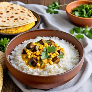 Рецепт Рагу с баклажанами и кукурузой в кокосово-карри соусе - Подача