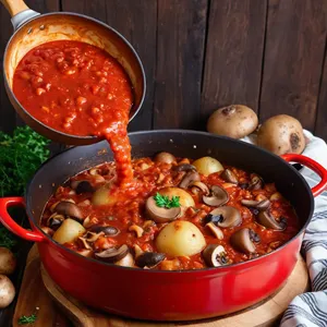 Рецепт Рагу с картофелем и грибами в томатном соусе - Томление в томатном соусе