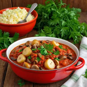 Рецепт Рагу с картофелем и грибами в томатном соусе - Подача