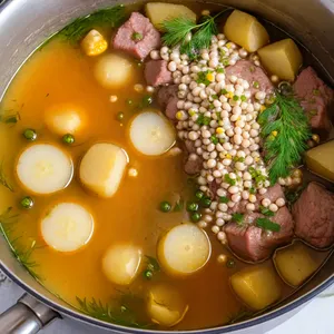 Рецепт Рассольник с дичью и кукурузой - Сборка рассольника