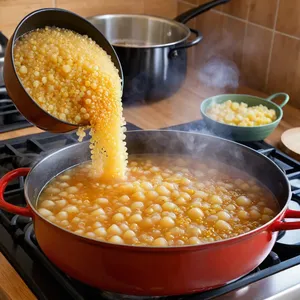 Рецепт Рассольник с кальмарами и булгуром - Варка булгура и картофеля