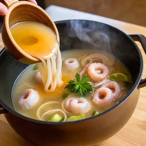 Рецепт Рассольник с кальмарами и булгуром - Добавление кальмаров и огурцов