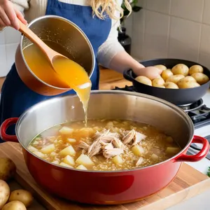 Рецепт Рассольник с курицей и перловкой - Добавление перловки и картофеля