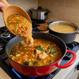 Рецепт Рассольник с курицей и перловкой - Соединение с заправкой