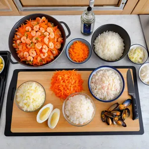 Рецепт Рассольник с морепродуктами и рисом - Подготовка ингредиентов